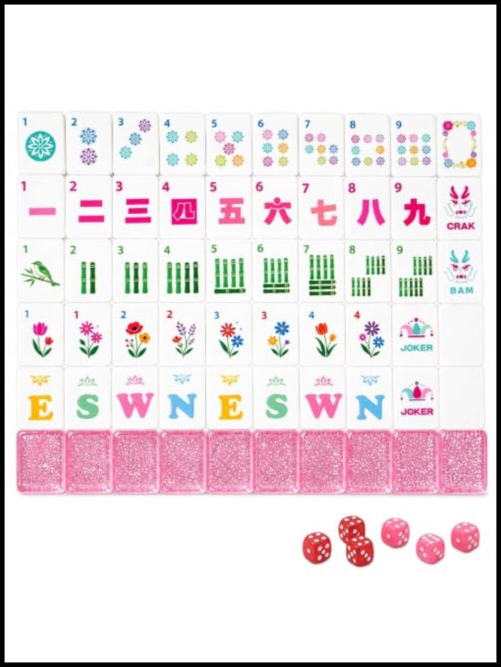 Acrylic Mahjong Tile Set 160 American Style with PU Storage Bag
